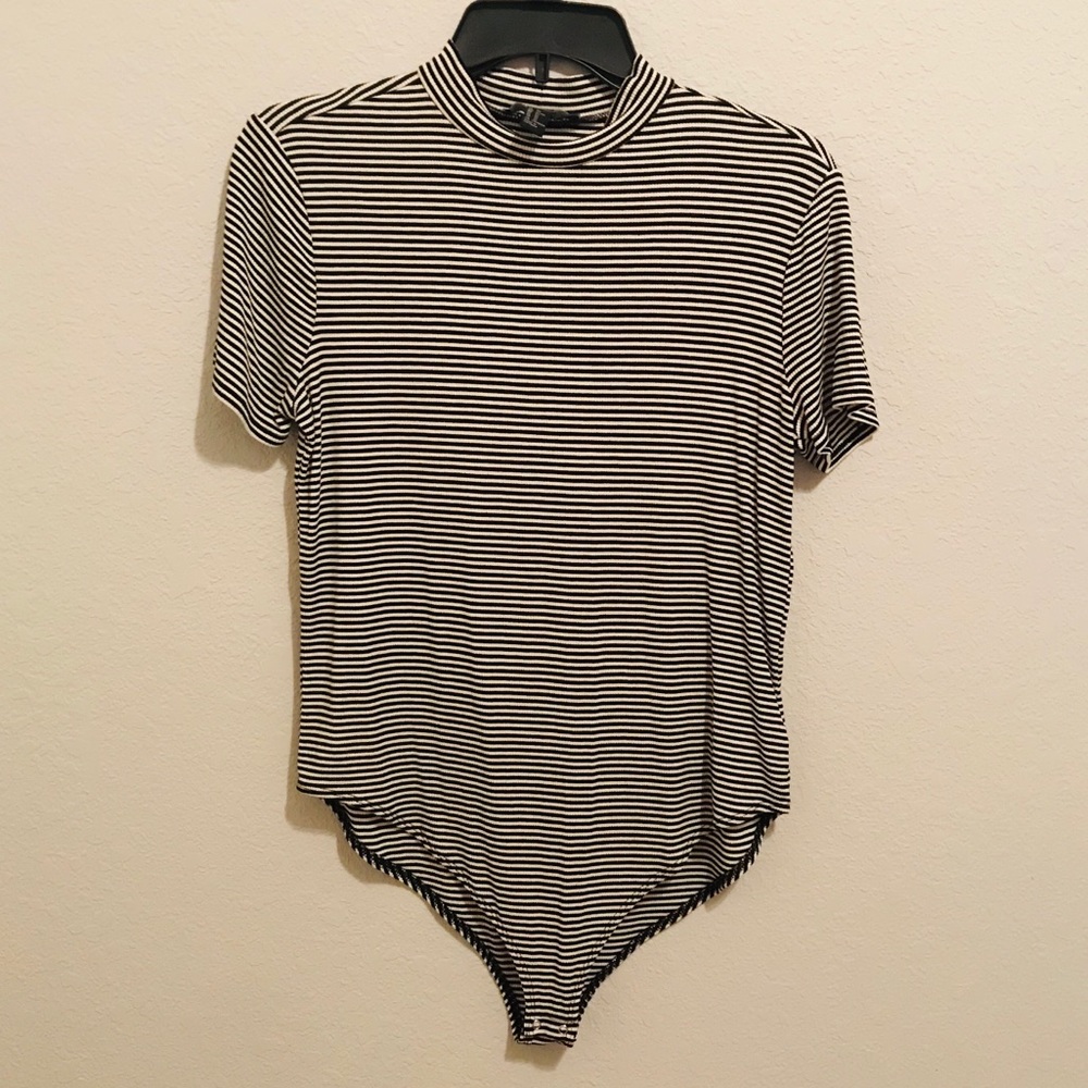 Forever 21 Black and White Stripped Bodysuit